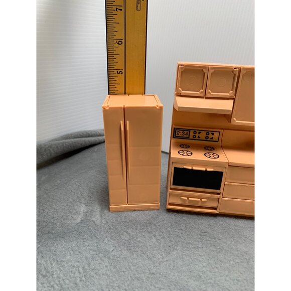 Vintage Mini Dollhouse Furniture Set Bedroom & Kitchen Brown - Picture 12 of 14